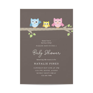 Little Owls Baby shower Invite Kaart