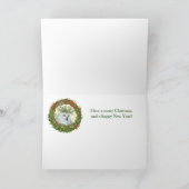 Little Owls with Holiday hats Folded Greeting Card Kaart (Binnen)