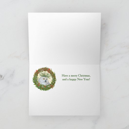 Little Owls with Holiday hats Folded Greeting Card Kaart (Binnen)