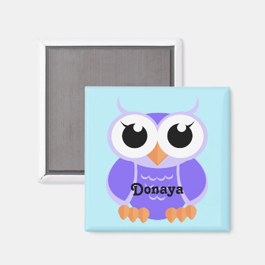 "Little Paars Owl" - gepersonaliseerd Magneet (Voorkant / Achterkant)