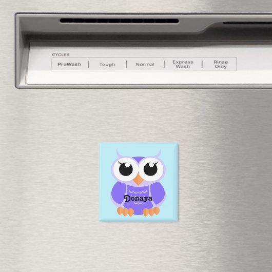 "Little Paars Owl" - gepersonaliseerd Magneet