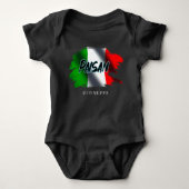 Little Paisan Grappig Italiaans Baby Zwart Romper (Voorkant)