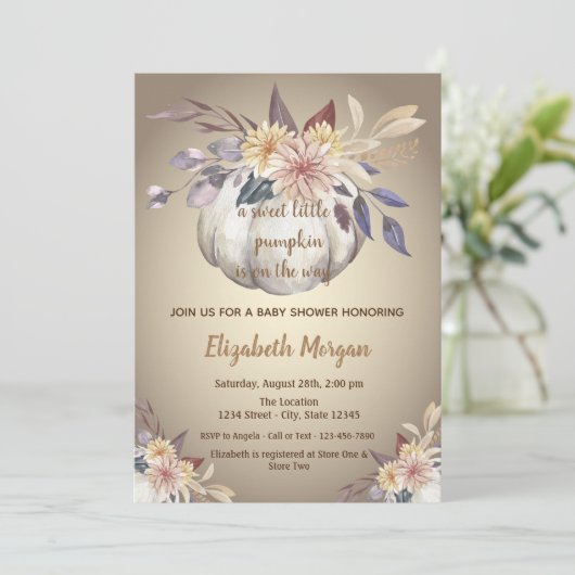 Little Pampkins, Flowers, Autumn Baby shower Kaart (Staand voorkant)