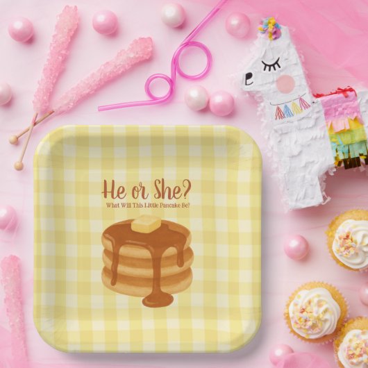 Little Pancake Brunch Theme Gender Reveal Papieren Bordje (Feest)