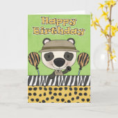 Little Panda Beer Safari Verjaardag Kaart (Gele Bloem)