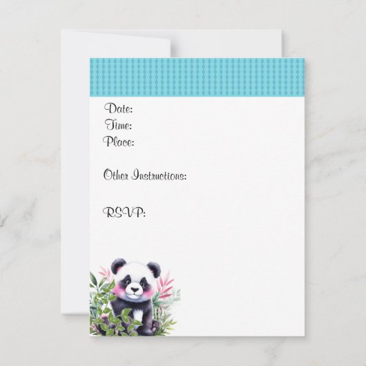 Little Panda Beer Verjaardagsfeestuitnodiging Kaart (Achterkant)
