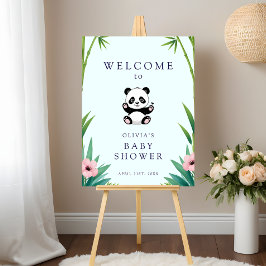 Little Panda Greenery Baby shower Welkomstbord Poster