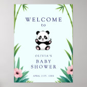 Little Panda Greenery Baby shower Welkomstbord Poster (Voorkant)