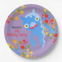 Little Party Monster en confetti Verjaardagsfeestj Papieren Bordje