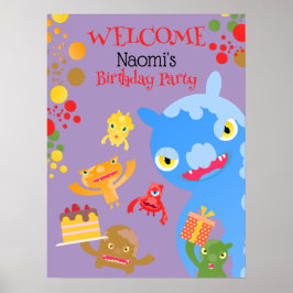 Little Party Monster en confetti Verjaardagsfeestj Poster