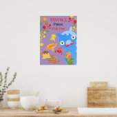 Little Party Monster en confetti Verjaardagsfeestj Poster (Keuken)