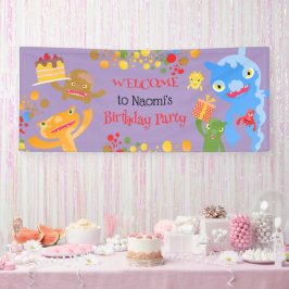 Little Party Monster en confetti Verjaardagsfeestj Spandoek