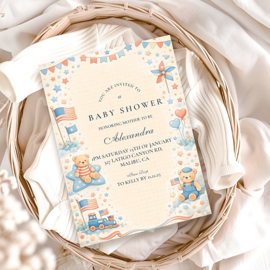 Little Patriot Welcome Baby Shower Kaart