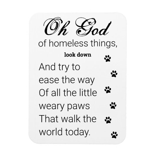 Little Paws Prayer for Homeless Dogs & Cats Magneet (Verticaal)