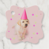 Little Paws Yellow Lab puppy roze verjaardag Bedankjes Labels (Voorkant)