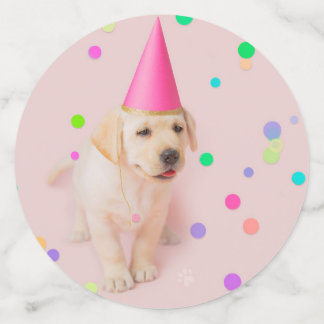 Little Paws Yellow Lab puppy roze verjaardag Confetti