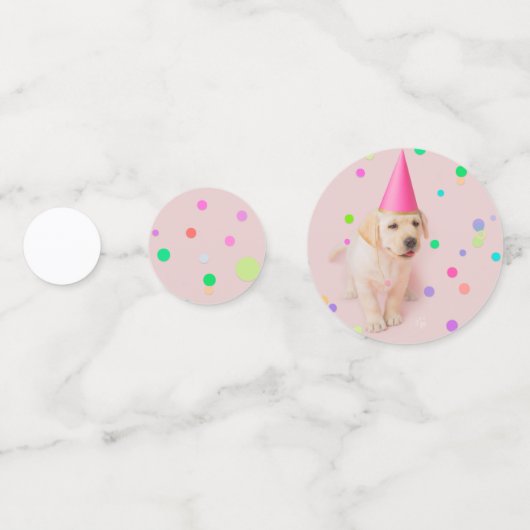 Little Paws Yellow Lab puppy roze verjaardag Confetti (Voorkanten)