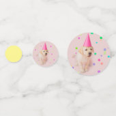 Little Paws Yellow Lab puppy roze verjaardag Confetti (Achterkanten)