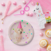 Little Paws Yellow Lab puppy roze verjaardag Papieren Bordje (Feest)