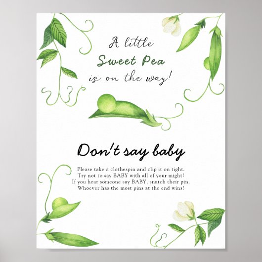 Little Pea Baby shower - Zeg geen baby Poster (Voorkant)