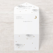 Little Peace of Heaven Gray Cloud Baby Shower Foil All In One Uitnodiging (Buiten)