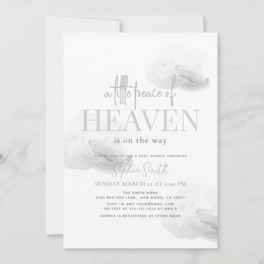 Little Peace of Heaven Grey Cloud Baby shower Kaart (Voorkant)