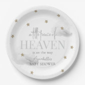 Little Peace of Heaven Grijs Baby shower Papieren Bordje (Voorkant)