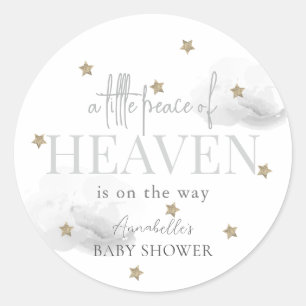 Little Peace of Heaven Grijs Baby shower Ronde Sticker