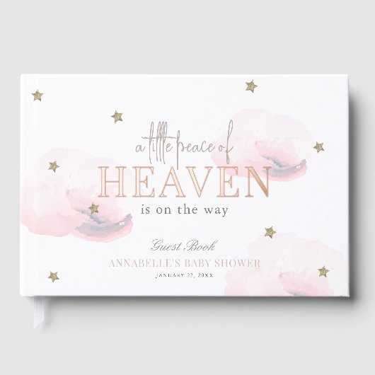 Little Peace of Heaven Pink Cloud Meisje Baby show Gastenboek (Voorkant)
