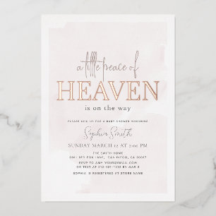 Little Peace of Heaven Pink Sky Girl Baby shower Folie Uitnodiging