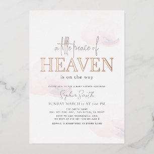 Little Peace of Heaven Roze Wolk Meisje Baby Showe Folie Uitnodiging
