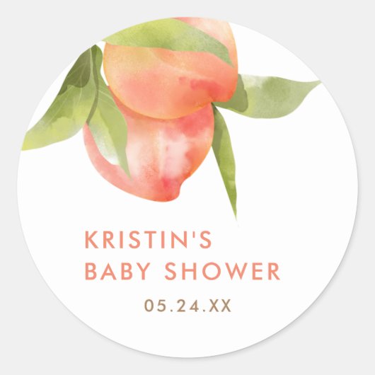 Little Peach Baby Shower Bedank Sticker (Voorkant)