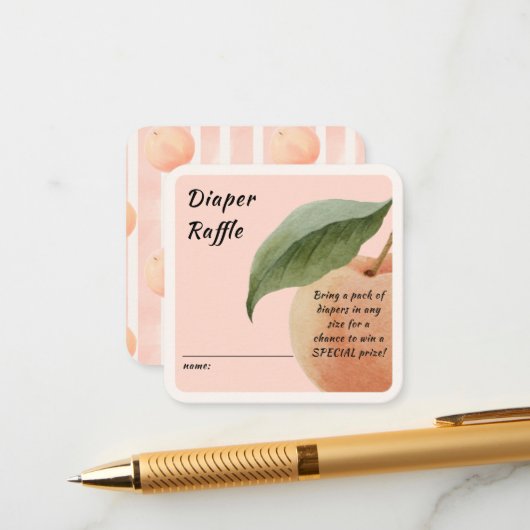 Little Peach Diaper Raffle Enclosure Card Informatiekaartje (Voorkant / Achterkant in situ)