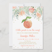 Little Peach Floral Gold Baby shower Kaart (Voorkant)