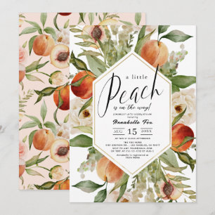 Little Peach Floral Waterverf Meisje Baby shower Kaart