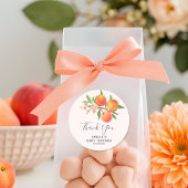 Little Peach Is On The Way Baby Shower thankyou Ronde Sticker