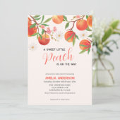 Little Peach is op de weg Peach Theme Baby shower Kaart (Staand voorkant)