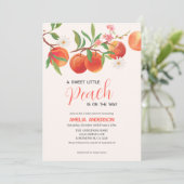 Little Peach is op de weg Peach Theme Baby shower Kaart (Staand voorkant)