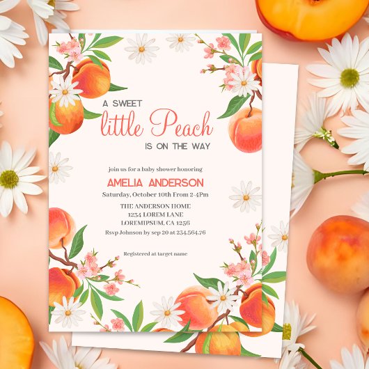 Little Peach is op de weg Peach Theme Baby shower Kaart