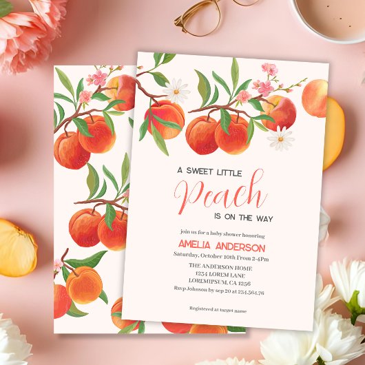 Little Peach is op de weg Peach Theme Baby shower Kaart