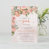 Little Peach is op Way Baby shower Invitation Kaart (Staand voorkant)
