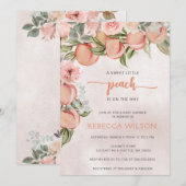 Little Peach is op Way Baby shower Invitation Kaart (Voorkant / Achterkant)