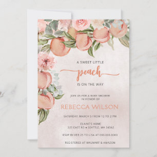 Little Peach is op Way Baby shower Invitation Kaart