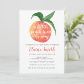 Little Peach is op Way Baby shower Invitation Kaart (Staand voorkant)