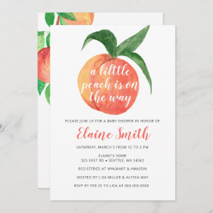 Little Peach is op Way Baby shower Invitation Kaart