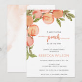 Little Peach is op Way Baby shower Invitation Kaart (Voorkant / Achterkant)