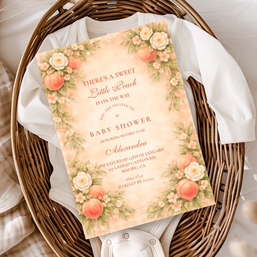 Little Peach on the Way Baby Shower Kaart