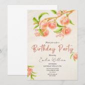 Little Peach verjaardagsfeestje Kaart (Voorkant / Achterkant)