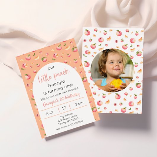 Little Peach verjaardagsfoto Kaart