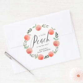 Little Peach Waterverf WreatBaby shower Ronde Sticker